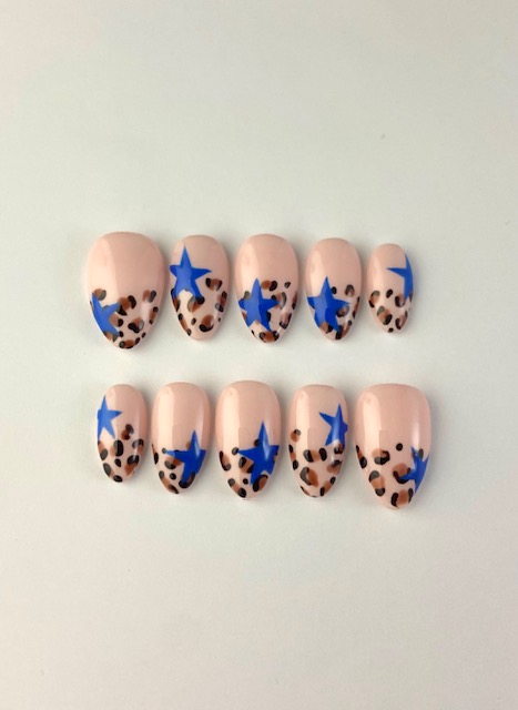Blue Star Leopard press-on nail set
